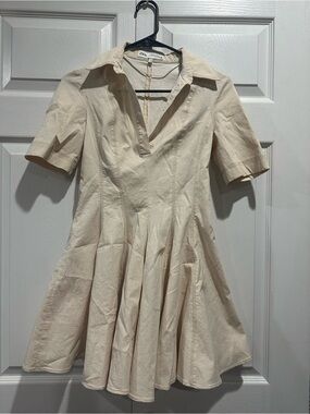 Zara Cream Short-Sleeve Fit & Flare Dress